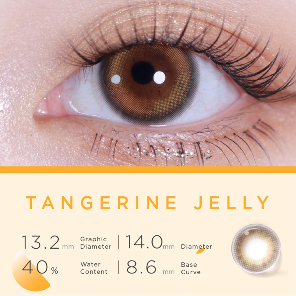 Kính áp tròng có màu Moody TANGERINE JELLY 14.0mm bộ sưu tập Bubble Tea dùng nửa năm