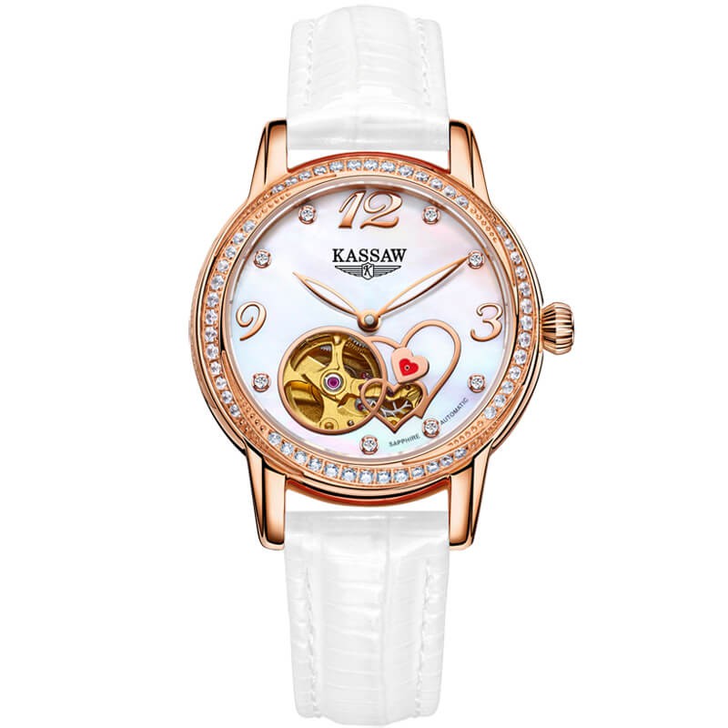 Đồng hồ nữ chính hãng KASSAW K881-2  Kính sapphire ,chống xước,Chống nước ,BH 24 tháng,Máy cơ (Automatic) ,dây da xịn