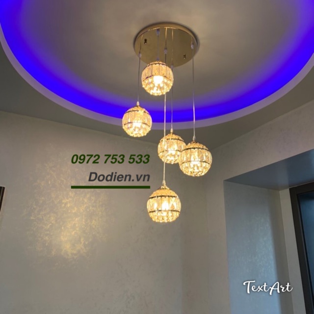 Đèn thả đơn T086 , chao pha lê 1 chiếc trang trí phòng ngủ bàn ăn đèn pha lê tròn