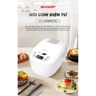 [BẢO HÀNH CHÍNH HÃNG] Nồi Cơm Điện Tử Sharp KS-COM185EV-SL 1.8L Công Suất 830W