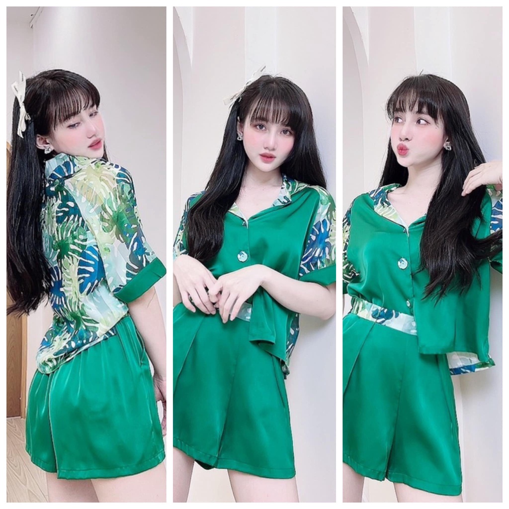 BỘ PYJAMA LỤA PHỐI VOAN