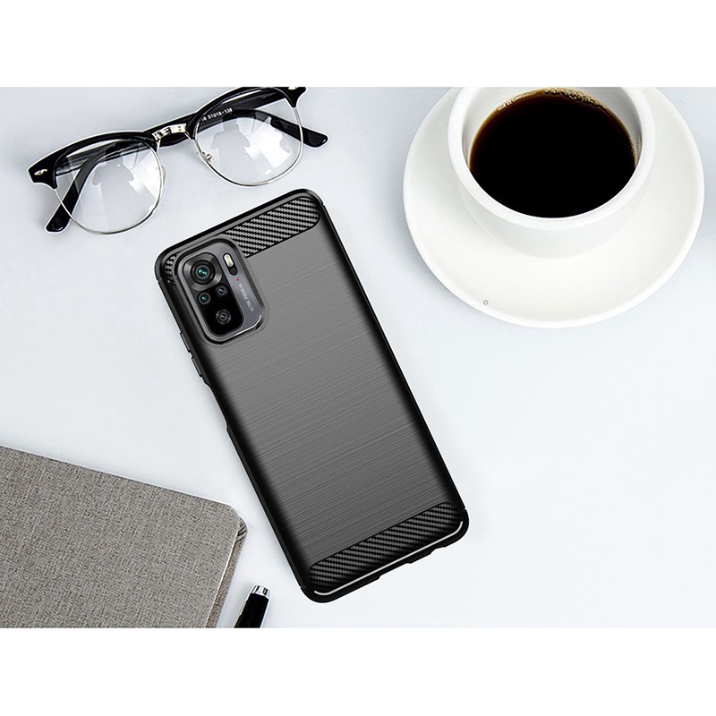Ốp lưng Redmi Note 10S/ Note 10 4G ốp phay xước carbon vân kim cương chống shock cao cấp, Cường Lực Full màn 9D
