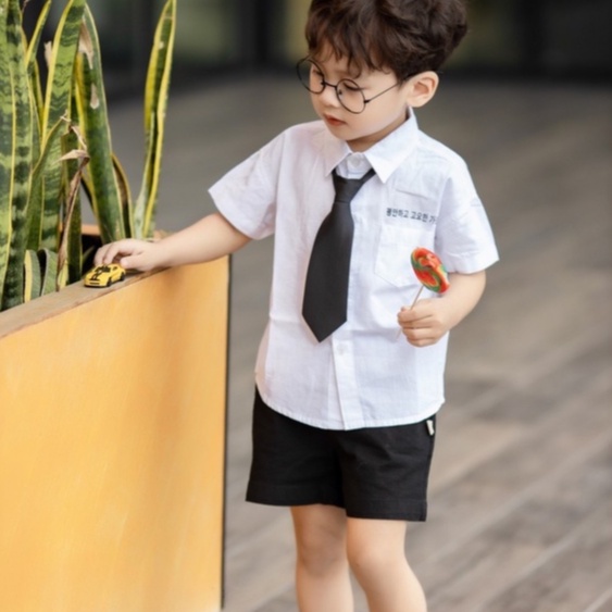 Set áo sơ mi bé trai quần đùi kèm cà vạt MINTSCLOSET Mint's Closet Hàn Quốc 1 2 3 4 5 tuổi - TN3072 - AR8414