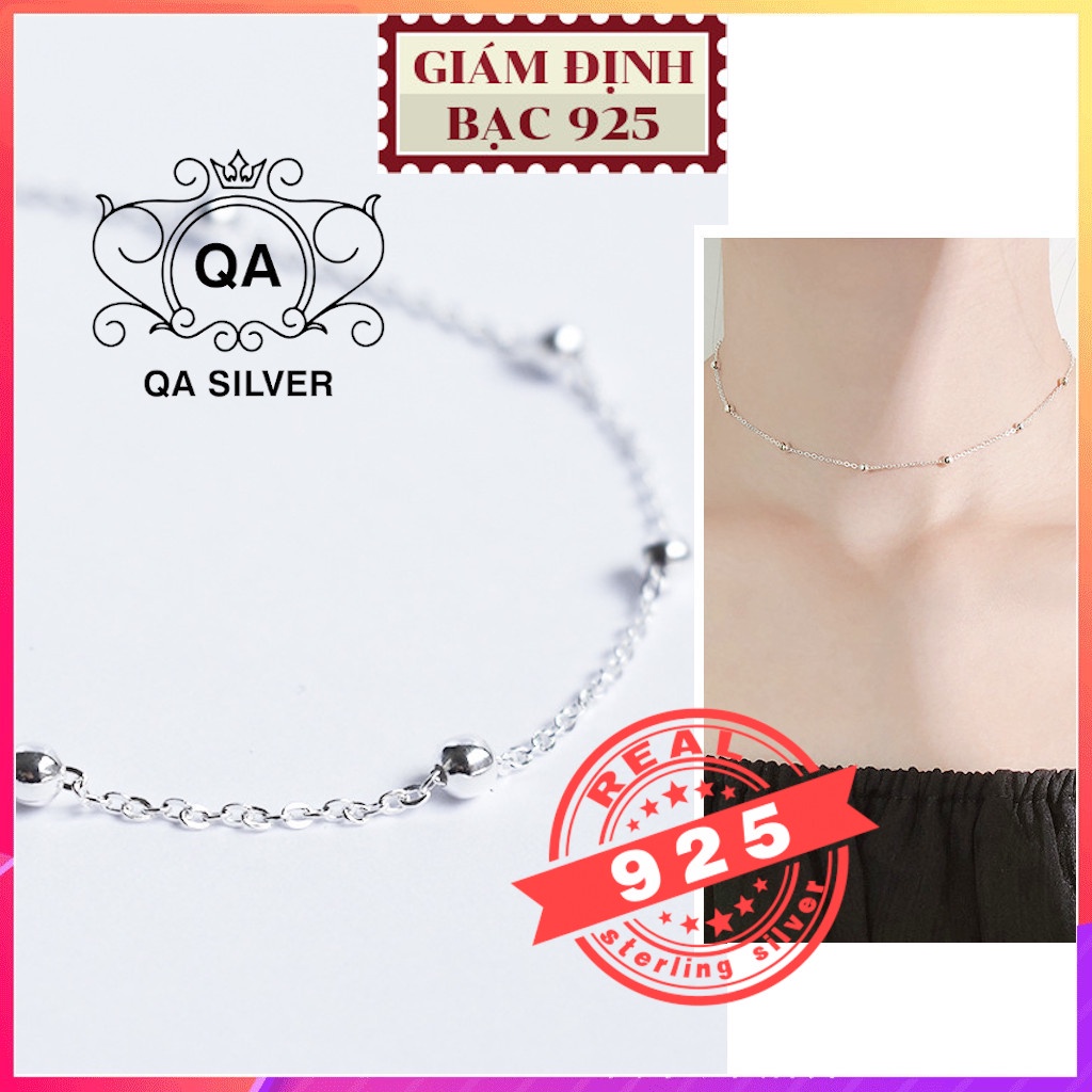 Vòng cổ choker bạc 925 hạt bi dây chuyền nữ sợi trơn tối giản S925 MINIMAL Silver Necklace QA SILVER NE190901