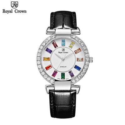 Đồng hồ nữ chính hãng dây da Royal Crown 4604 chống nước, đính đá cao cấp, đeo tay đẹp, sang chảnh