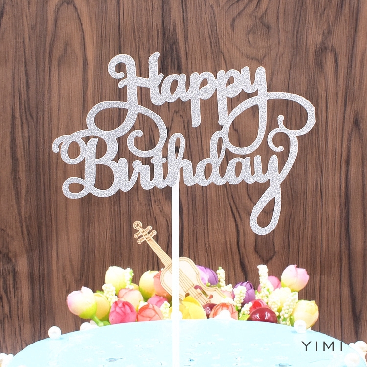 5 màu sắc chúc mừng sinh nhật long lanh giấy topper vàng bạc thư trang trí bánh tráng miệng