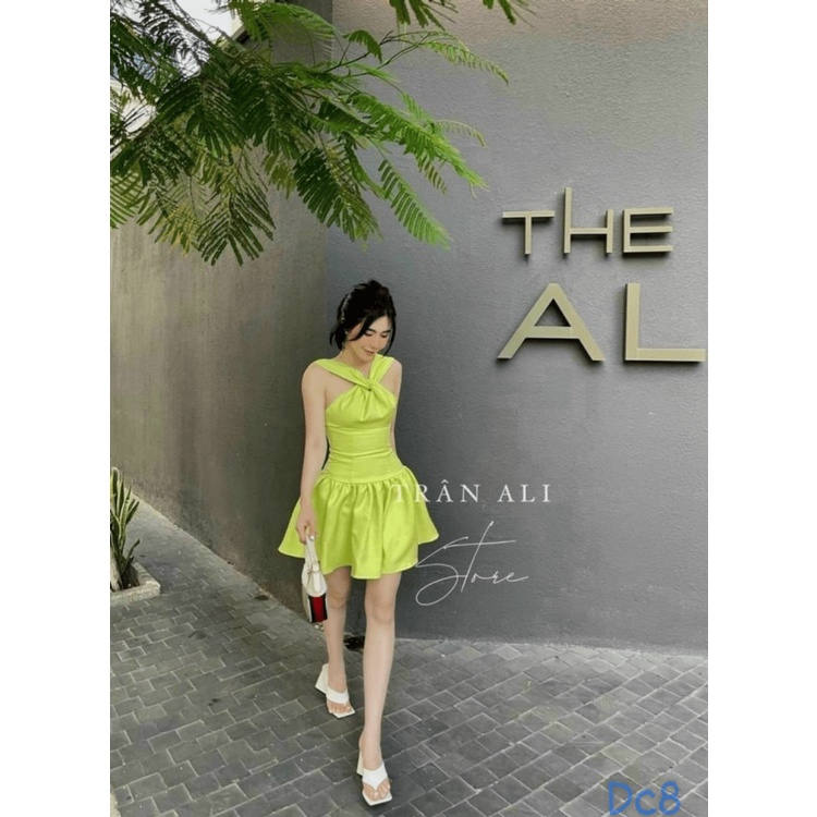 ĐẦM XÒE CỔ XOẮN DÂY NỮ MÀU HOT TREND THỜI THƯỢNG PU