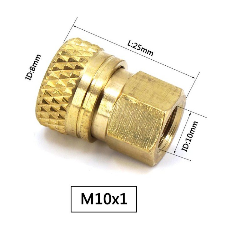 Đầu nối, khớp nối nhanh cho vòi bơm cao áp - Ren vào 10mm, đầu vào van 8mm + kèm theo doăng trắng cứng pkb