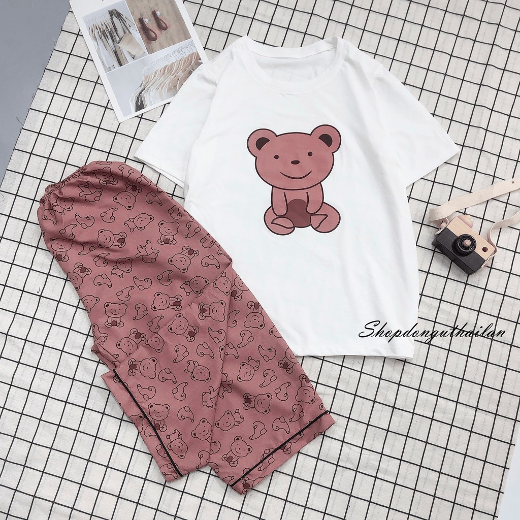 Bộ ngủ áo thun cotton quần lửng kate Thái | BigBuy360 - bigbuy360.vn