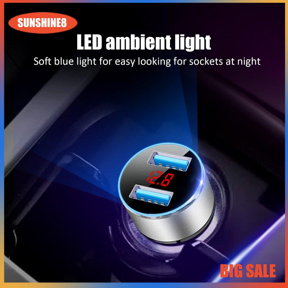 【SUN】[29K]Dual USB Car Charger Portable Car Cigarette Lighter With LED Display