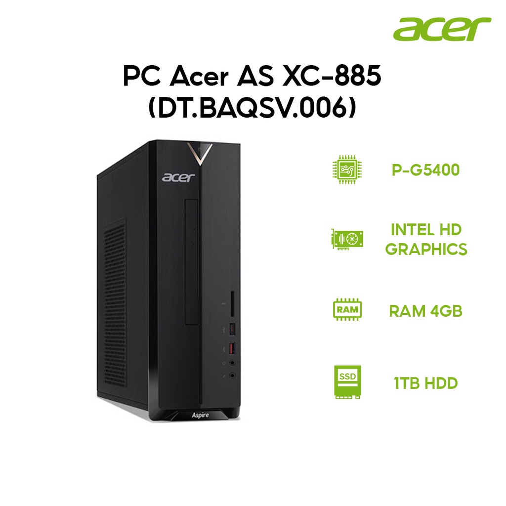 [ELBAU7 giảm 7%]  PC Acer AS XC-885 (DT.BAQSV.006) P-G5400 | Ram 4GB