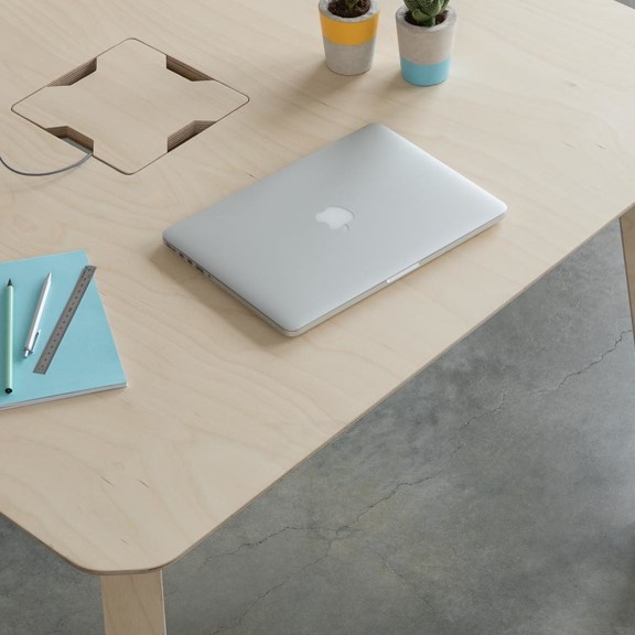 Hot Desk, Bàn họp team 4 chổ ngồi DEK_013, 110x110x74cm, bàn gỗ Scandi Home