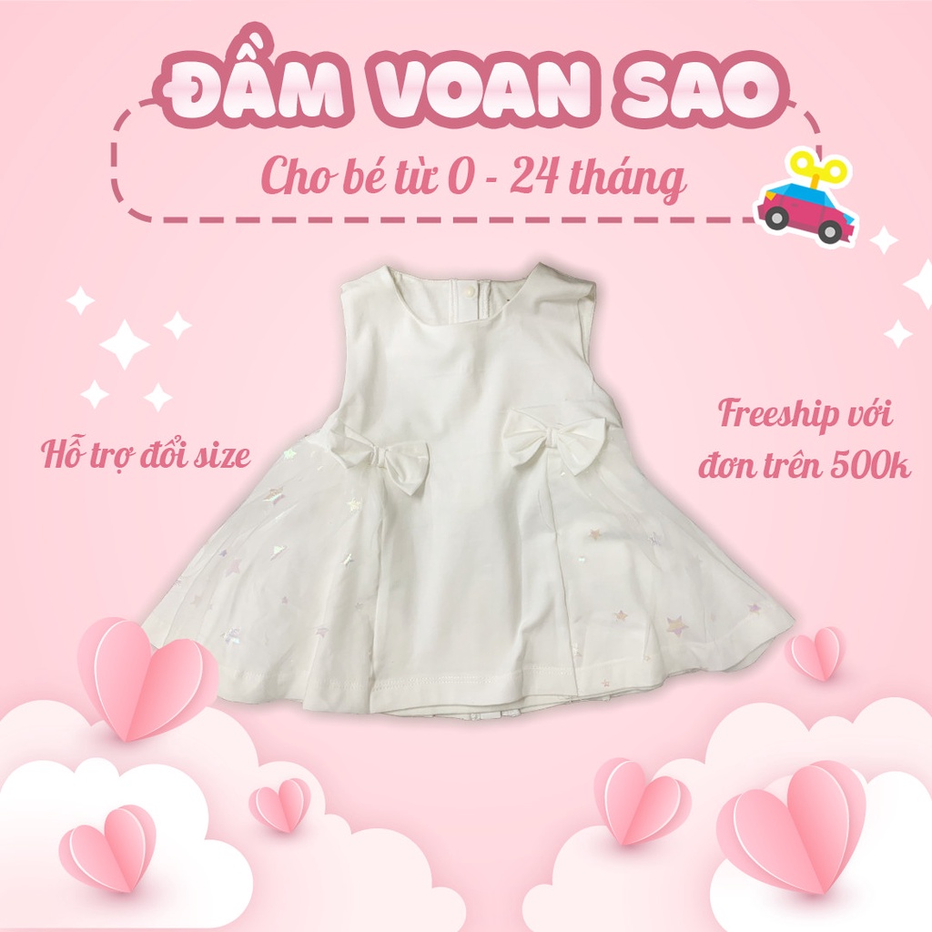Quần áo trẻ em Bobicraft - Áo đầm voan nơ bé gái xinh xắn - Cotton hữu cơ organic an toàn