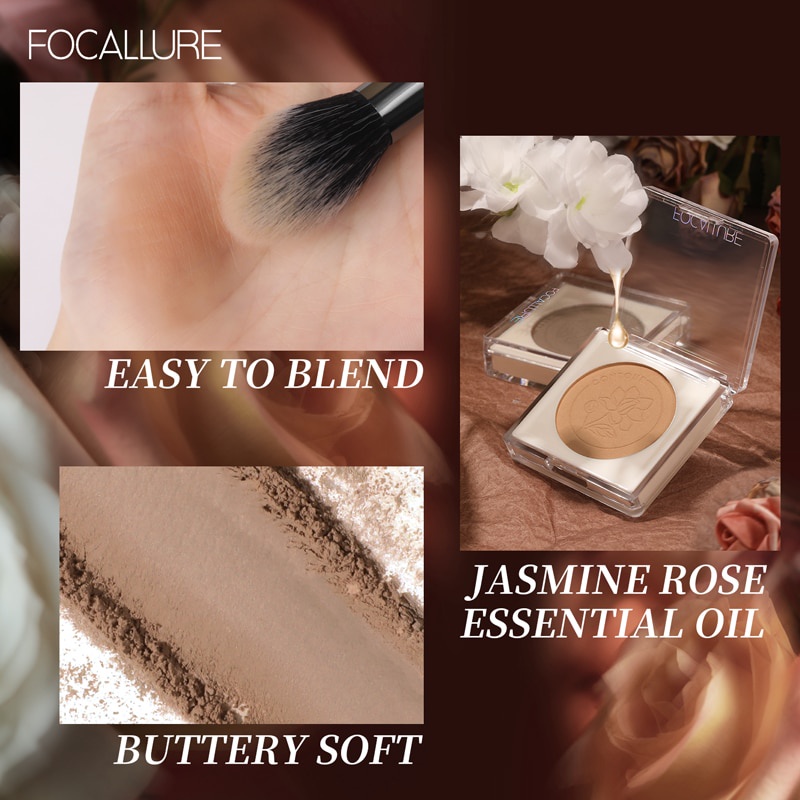 FOCALLURE 3 Colors Matte Brown Bronzer Contouring For Face Soft Powder Texture Easy to Blend Professional Women’s Cosmetics