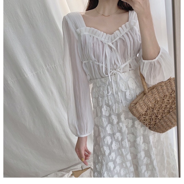 Áo Voan Tơ Rút Dây Chất Mát Phong Cách Dịu Dàng Nàng Thơ