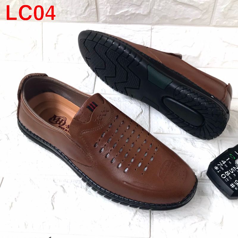 Giày lười da nam tản nhiệt..mẩu mới..màu vàng bò..sang trọng lịch lãm, mã LC04