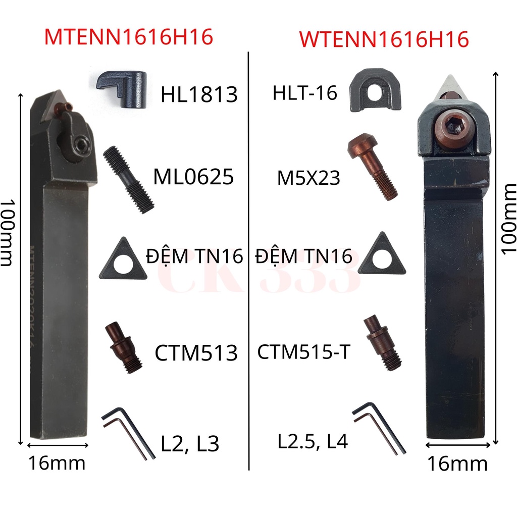 CÁN DAO TIỆN CNC 16 20 25 MTENN1616H16 , MTENN2020K16 VÀ MTENN2525M16 TIỆN GÓC 60 ĐỘ LẮP MẢNH TN16