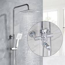 Bộ sen cây tắm kiểu vuông nóng lạnh inox 304 kèm đủ bộ dây tay sen đầy đủ LOẠI RẺ (xịn)