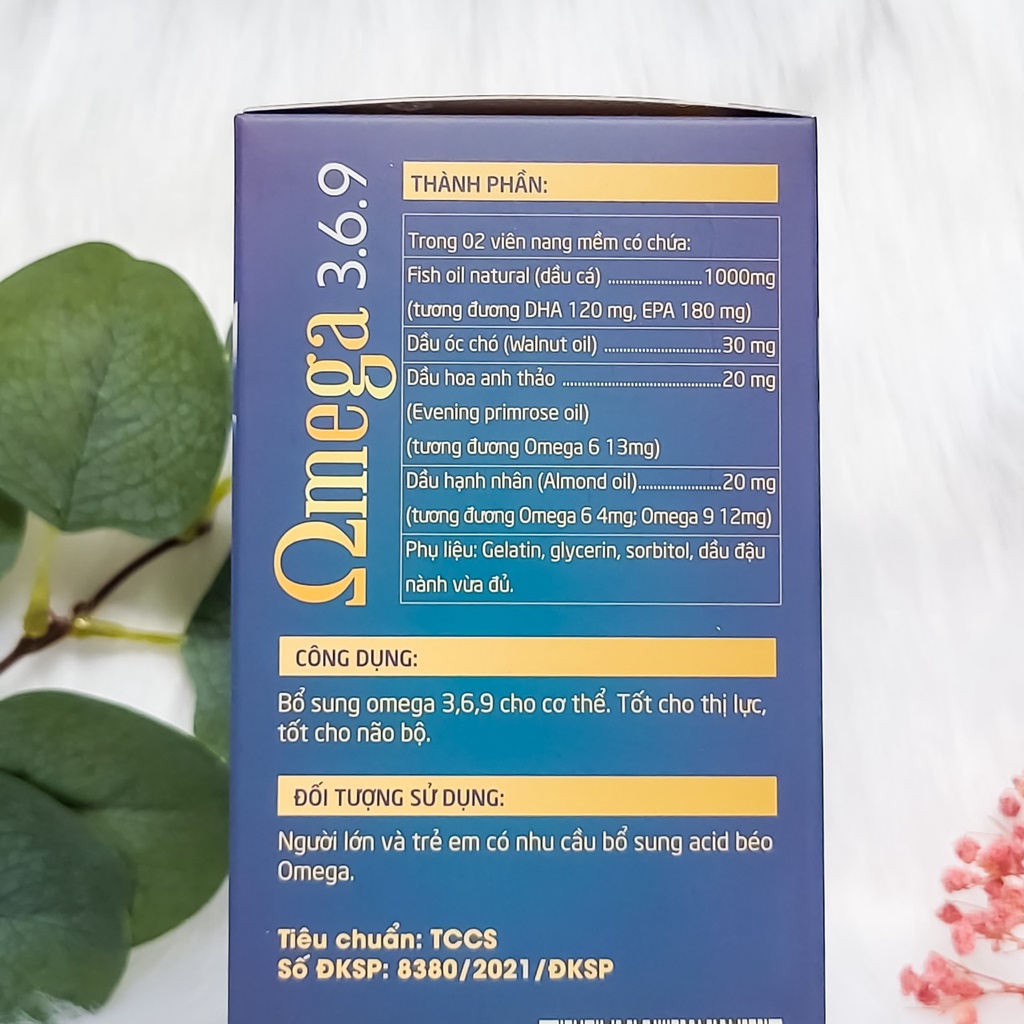 Viên uống bổ não sáng mắt Sadipha Omega 3-6-9 hộp 60 viên
