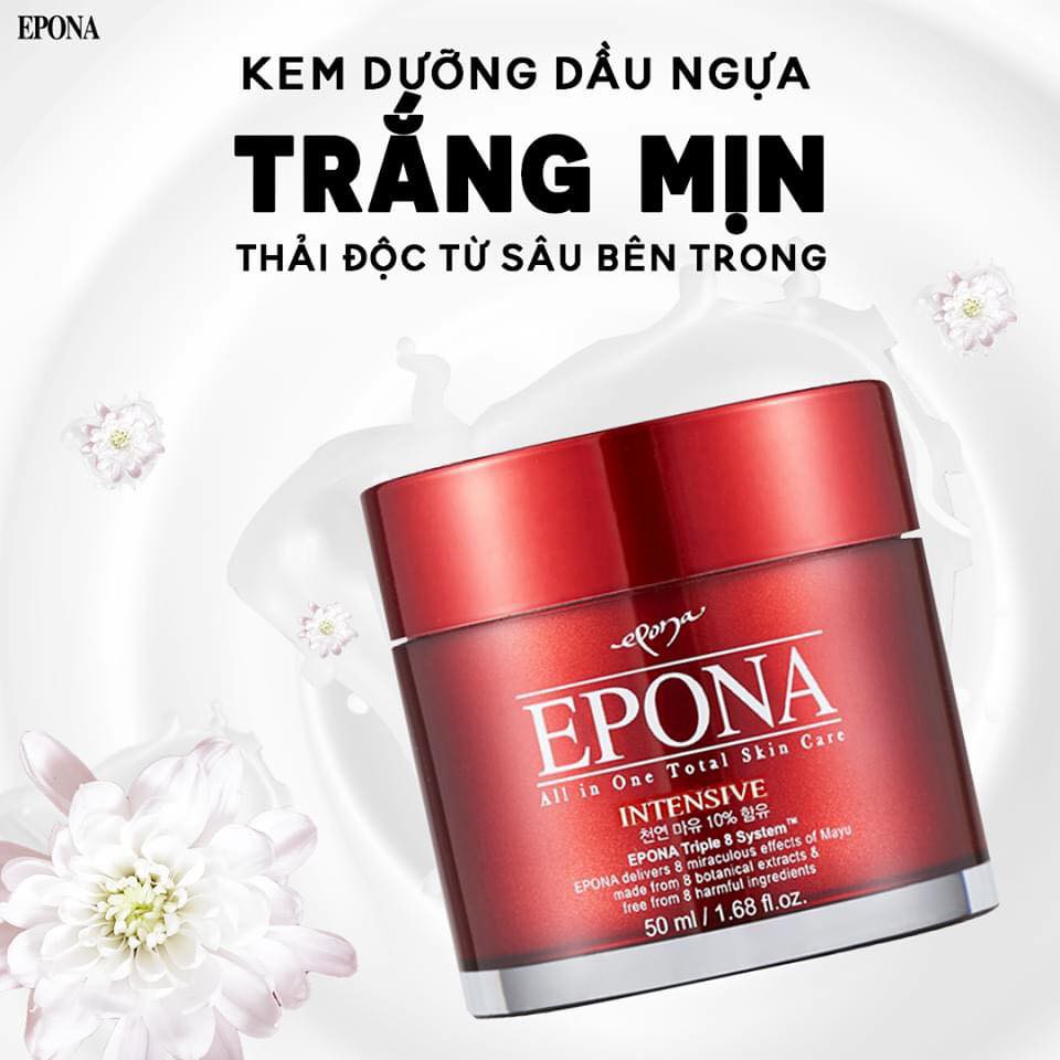 Kem Dưỡng Ngăn Ngừa Lão Hóa, Làm Sáng, Căng Bóng Da Từ Dầu Ngựa Epona All In One Total Skin Care Intensive 50ml - Màu Đỏ