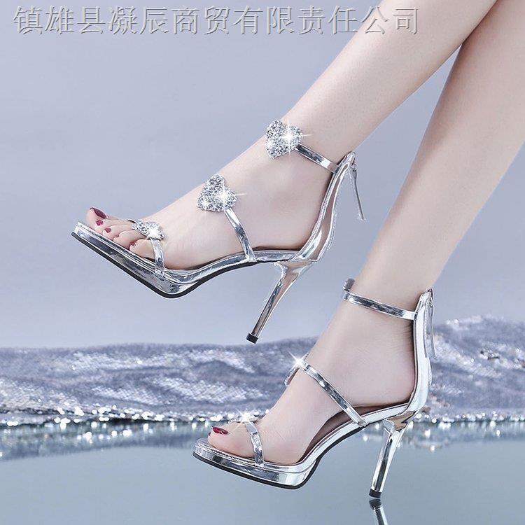 Giày Cao Gót Đính Đá Có Khóa Kéo Sau Lưng Thời Trang Mùa Hè 2022