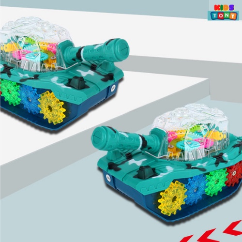 Xe tăng đồ chơi đa năng tự động phát nhạc và đèn cho bé, đồ chơi xe tăng chạy pin có nhạc và ánh sáng vui nhộn Tony kids