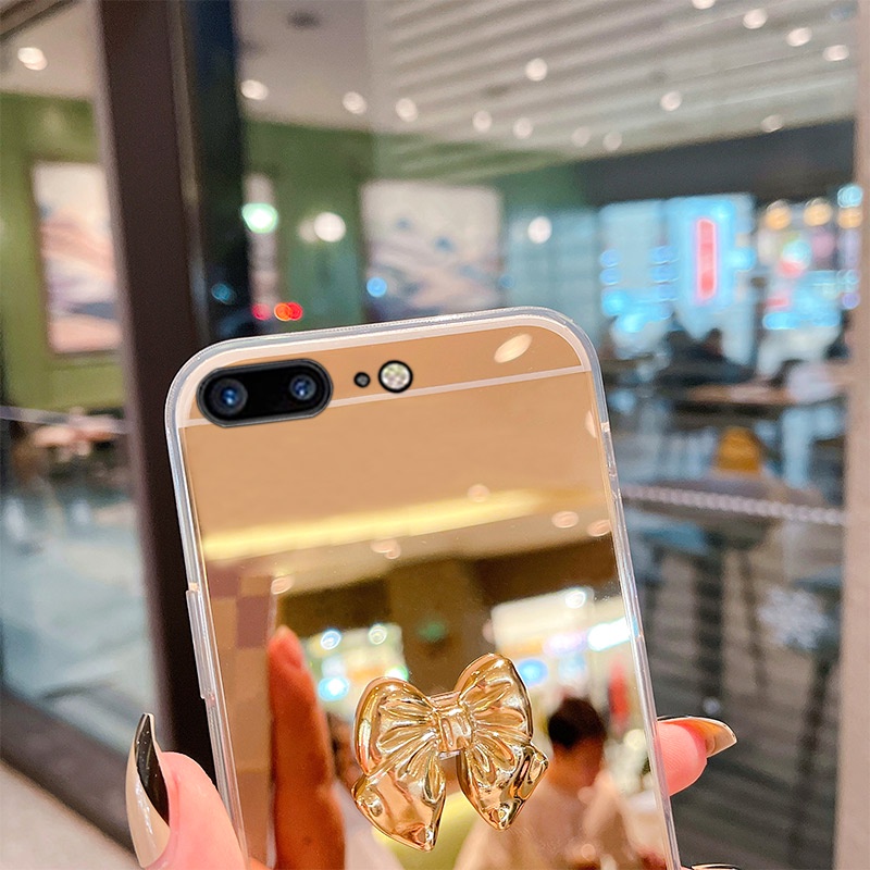 Ốp Điện Thoại Mềm Tráng Gương Hình Nơ Thời Trang Cho iPhone 6 7 8 Plus SE2020 6S Plus X XS Max XR