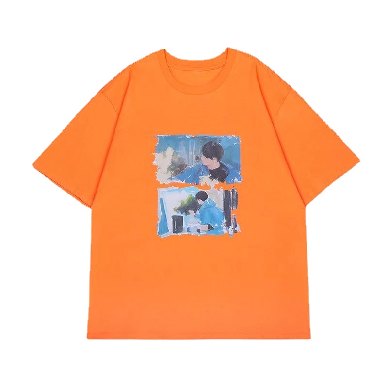 Áo Thun Tay Ngắn Dáng Rộng In Họa Tiết Phong Cách Hip Hop Hàn Quốc Thời Trang Mùa Hè Cho Nam size M-5XL