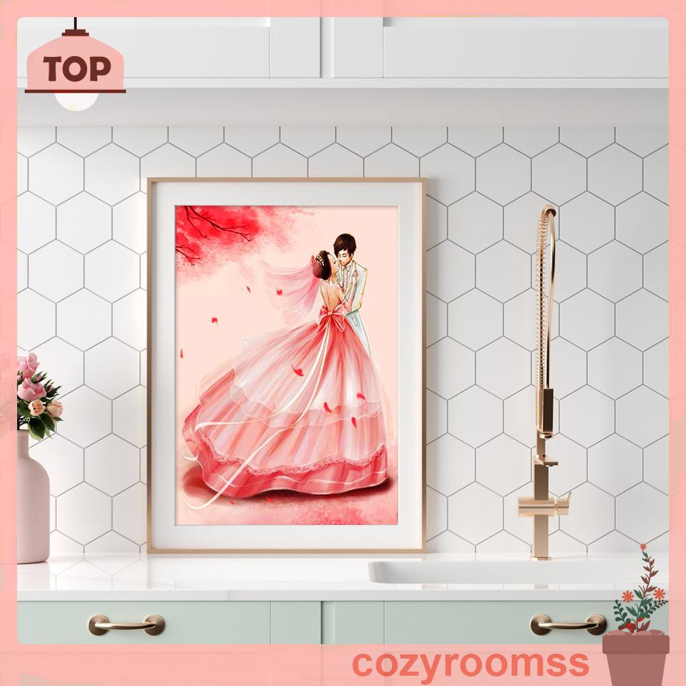 Bộ dụng cụ hoàn chỉnh làm tranh đính đá 5d DIY hình cặp đôi đám cưới