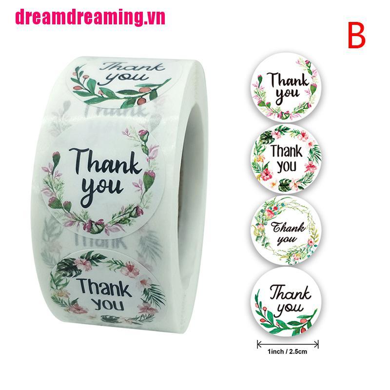 Cuộn 500 Miếng Dán Trang Trí In Chữ Thank you With Diverse
