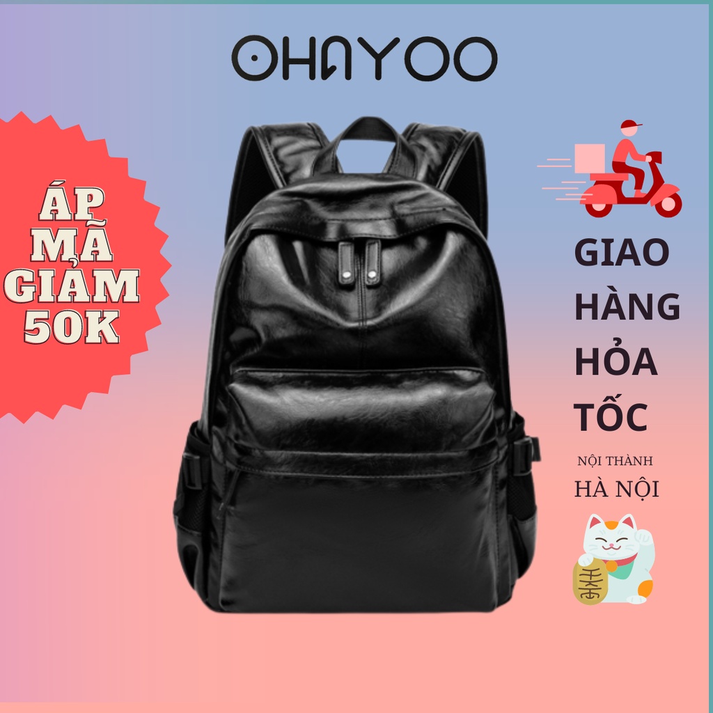 Balo da nam nữ OHAYOO vừa laptop 14 inch, túi phong cách Hàn Quốc chống nước