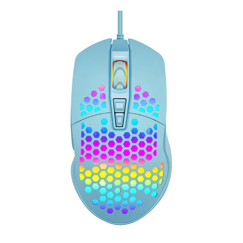 Bang♥ Wired Gaming Mouse Hollow Honeycomb Pattern Game Mice with RGB Colorful Light