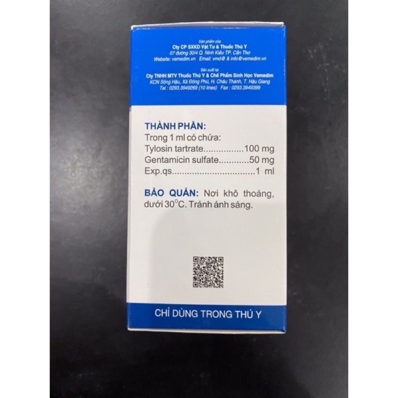 1 lọ TYLOGEN 100ml dùng cho hô hấp kết hợp đi ngoài trên chó mèo