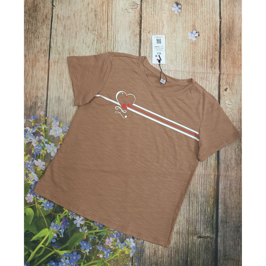 Áo phông nữ Vicci AP.01.6 chất liệu cotton vân gỗ họa tiết kẻ