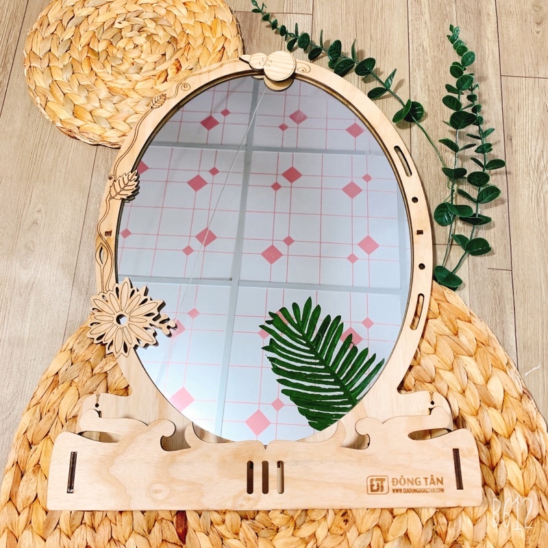 Gương gỗ treo tường chống thấm nước Elip Đại cao cấp