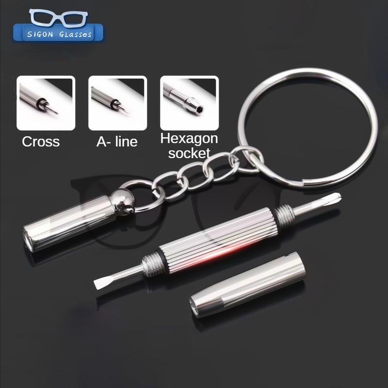 Tua Vít Mini 3 Trong 1 Sửa Kính Mát Đồng Hồ Kèm Móc Khóa Tiện Dụng