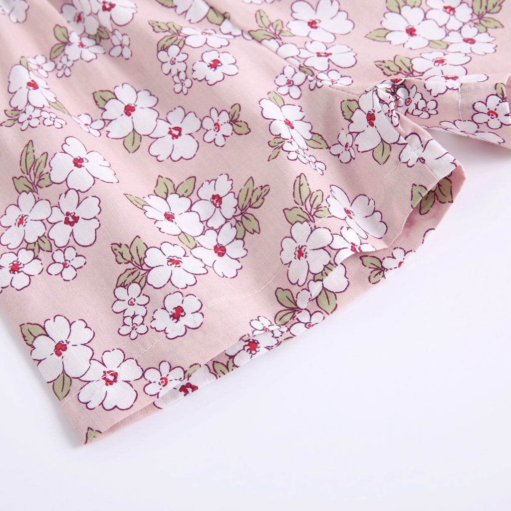 Bộ Quần Áo Pajamas Sanlutoz Bằng Cotton Họa Tiết Hoa Thời Trang Mùa Hè Cho Bé Gái 3 Màu