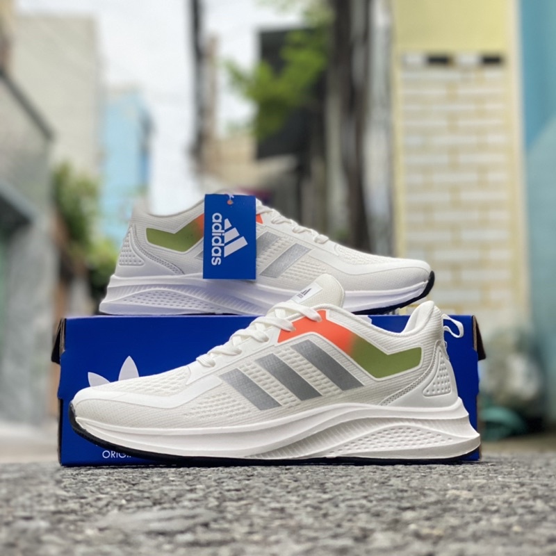 Giầy chạy bộ nam trắng phối cam xanh siêu chất