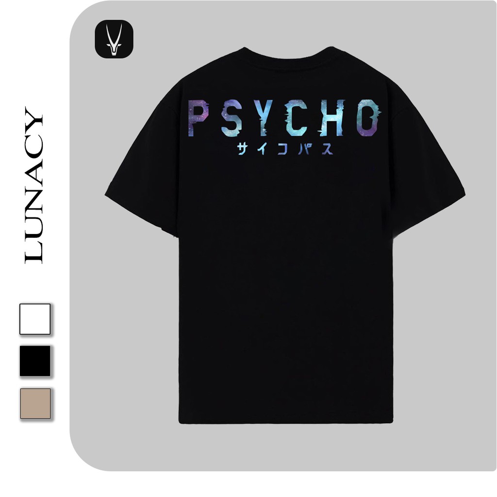 Áo thun unisex tay lỡ PSYCHO 5 mẫu nam nữ form rộng T-oversize chuẩn châu Âu - LUNACY TB02