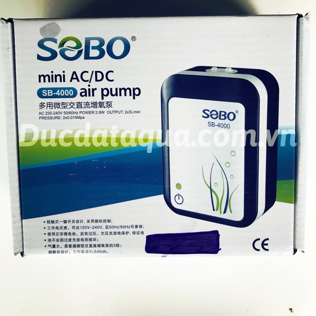 Máy sủi tích điện 2 đầu vòi sobo sb -4000 airpump