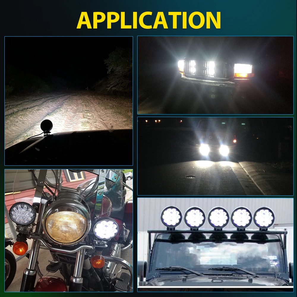 Set 2 Đèn Pha Led 42W 14 Bóng 12/24V Cho Xe Hơi/Xe Tải