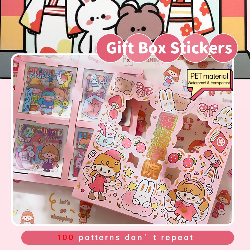 Bộ 100 Miếng Dán Trang Trí Sổ Tay DIY Họa Tiết Hoạt Hình Dễ Thương