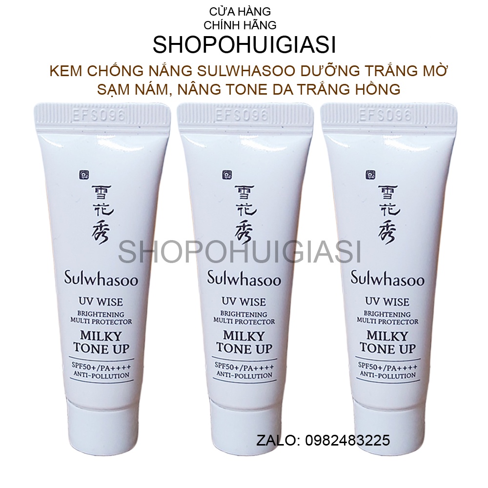 [10ml] Kem Chống Nắng bạch sâm SULWHASOO thế hệ mới, dưỡng trắng da mờ nám, nâng tone trắng hồng MILKY TONE UP