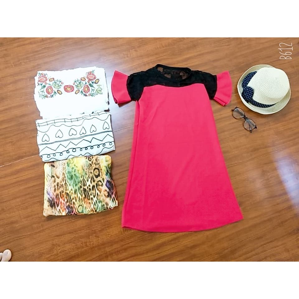 váy suông phối ren