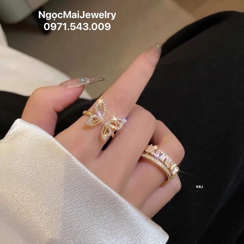 Nhẫn nữ bạc dáng cánh bướm hở Ngọc Mai Jewelry tay nào cũng vừa xinh xắn sang xịn