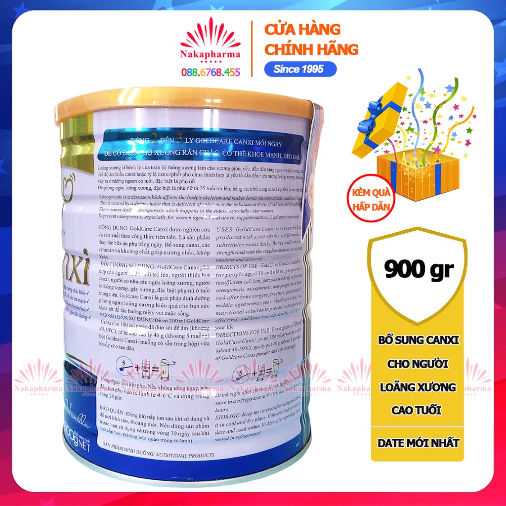 Sữa bột Wincofood Goldcare Canxi 900g - Ít béo, bổ sung Canxi cho người lớn tuổi loãng xương, suy nhược