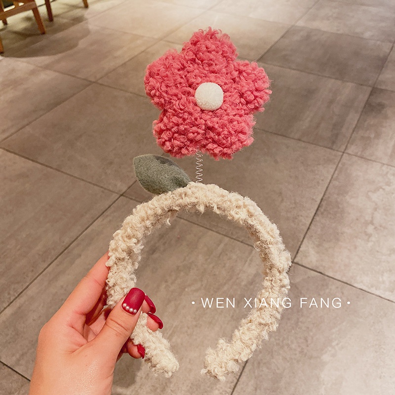 Băng Đô Rửa Mặt Bằng Lông Cừu Đính Hoa Dễ Thương Sáng Tạo Cho Nữ