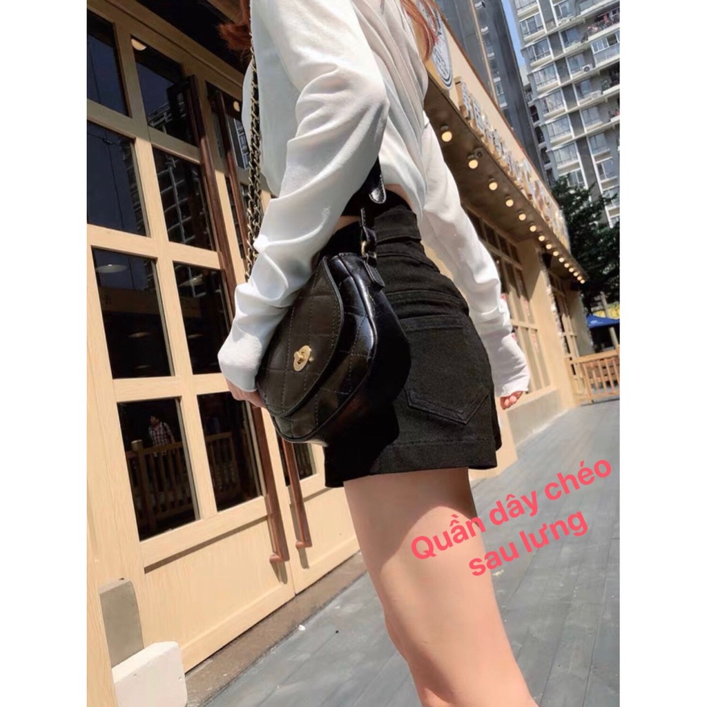 Quần short kaki lưng cao dây chéo sau lưng U2812