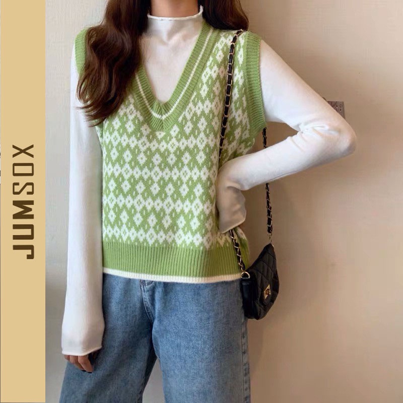 Áo len gile nữ thổ cẩm cổ tim ulzzang hàn quốc vintage giá rẻ JUMSOX –TS-JS0041 | WebRaoVat - webraovat.net.vn