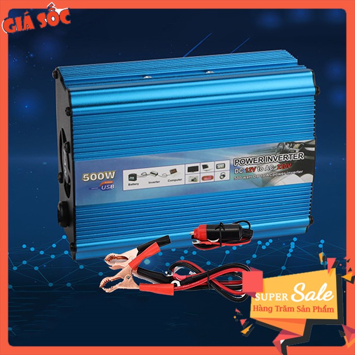 Máy kích điện, bộ đổi nguồn inverter 12v lên 220v 500W